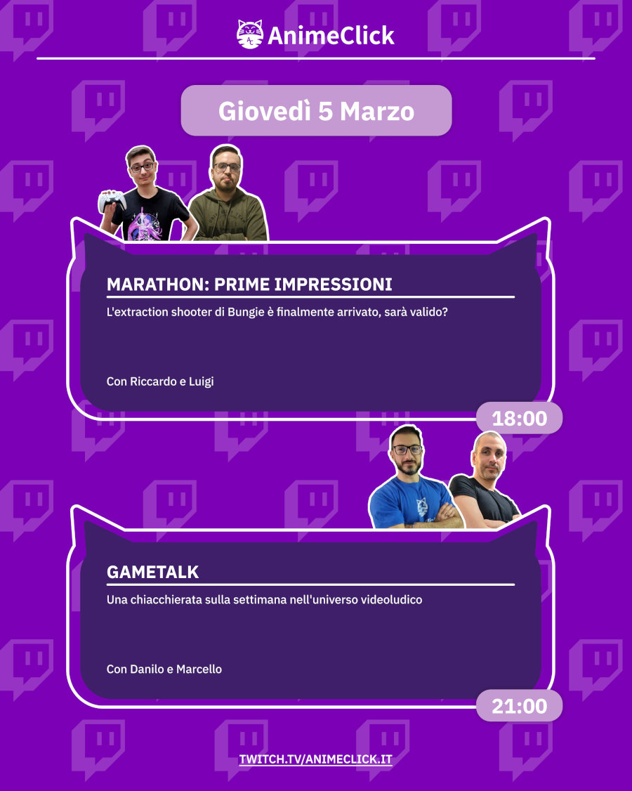 AnimeClick su Twitch: programma dal 2 all'8 marzo